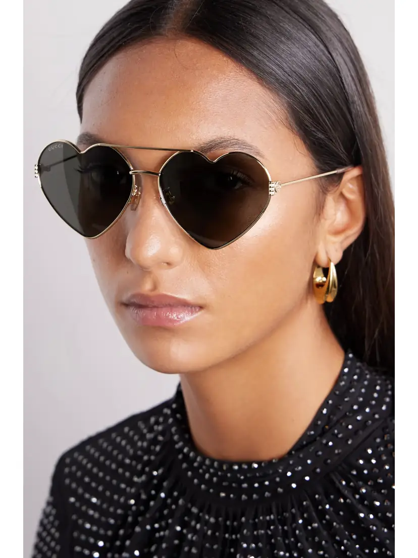 Gucci Eyewear Heart-shaped Gold-tone Sunglasses | Thumbnail 2 Gucci Eyewear Heart-shaped Gold-tone Sunglasses | Thumbnail 2