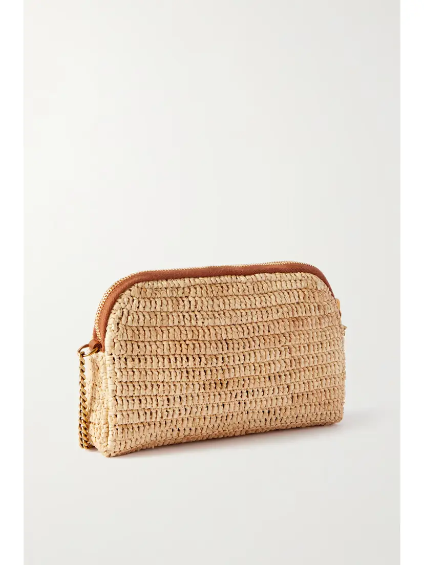 Saint Laurent Gaby Mini Leather-trimmed Raffia Shoulder Bag | Thumbnail 3 Saint Laurent Gaby Mini Leather-trimmed Raffia Shoulder Bag | Thumbnail 3