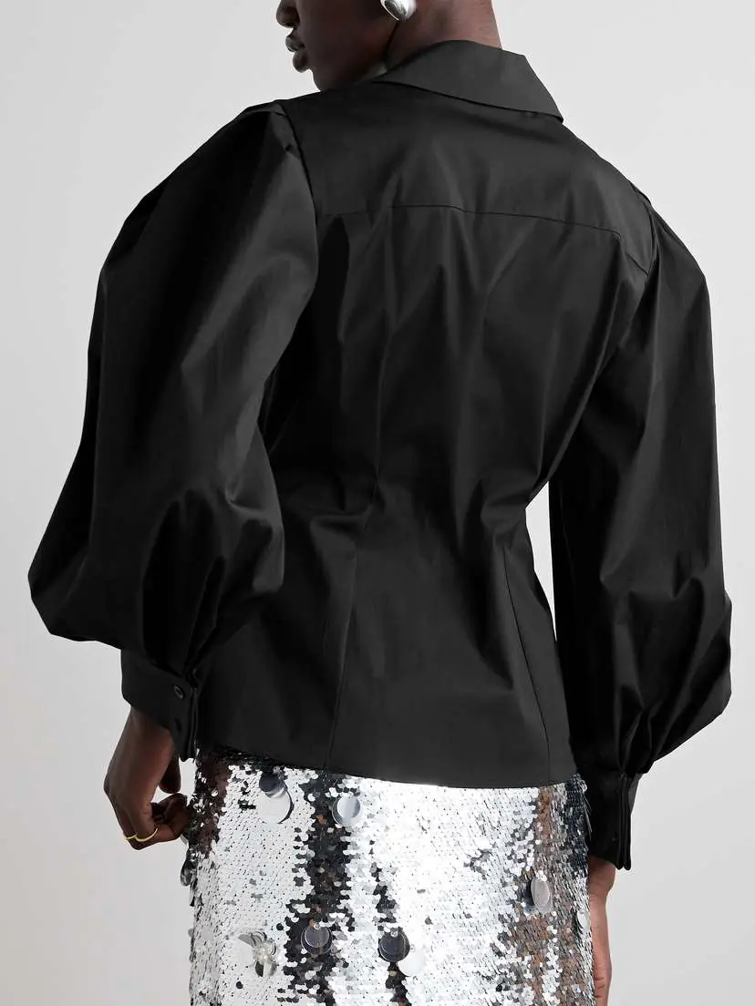 Carolina Herrera Wrap-effect Paneled Cotton-blend Poplin Shirt | Thumbnail 4 Carolina Herrera Wrap-effect Paneled Cotton-blend Poplin Shirt | Thumbnail 4