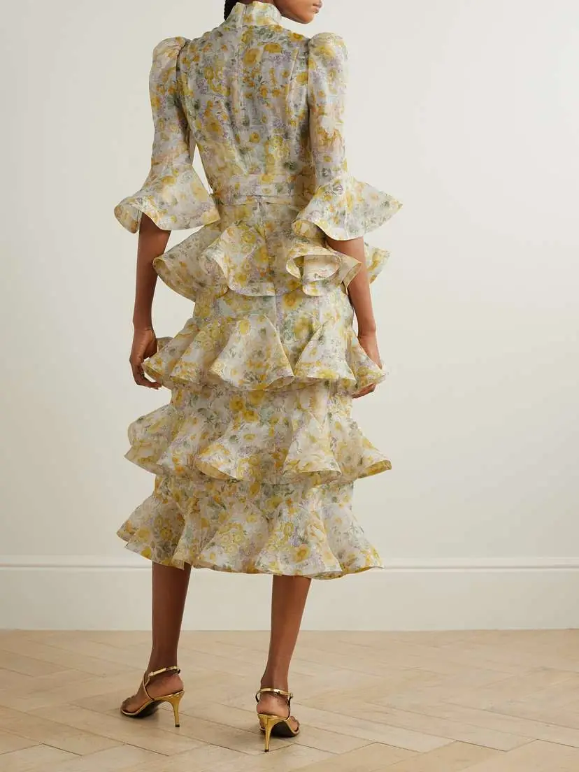 Zimmermann Harmony Tiered Ruffled Floral-print Linen And Silk-blend Midi Dress | Thumbnail 3 Zimmermann Harmony Tiered Ruffled Floral-print Linen And Silk-blend Midi Dress | Thumbnail 3