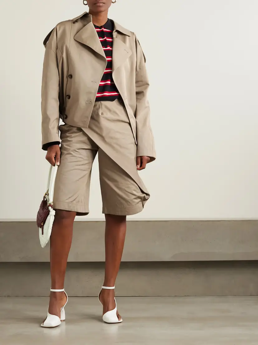 Loewe Cropped Double-breasted Cotton-gabardine Jacket - FR 32 | Thumbnail 2 Loewe Cropped Double-breasted Cotton-gabardine Jacket - FR 32 | Thumbnail 2