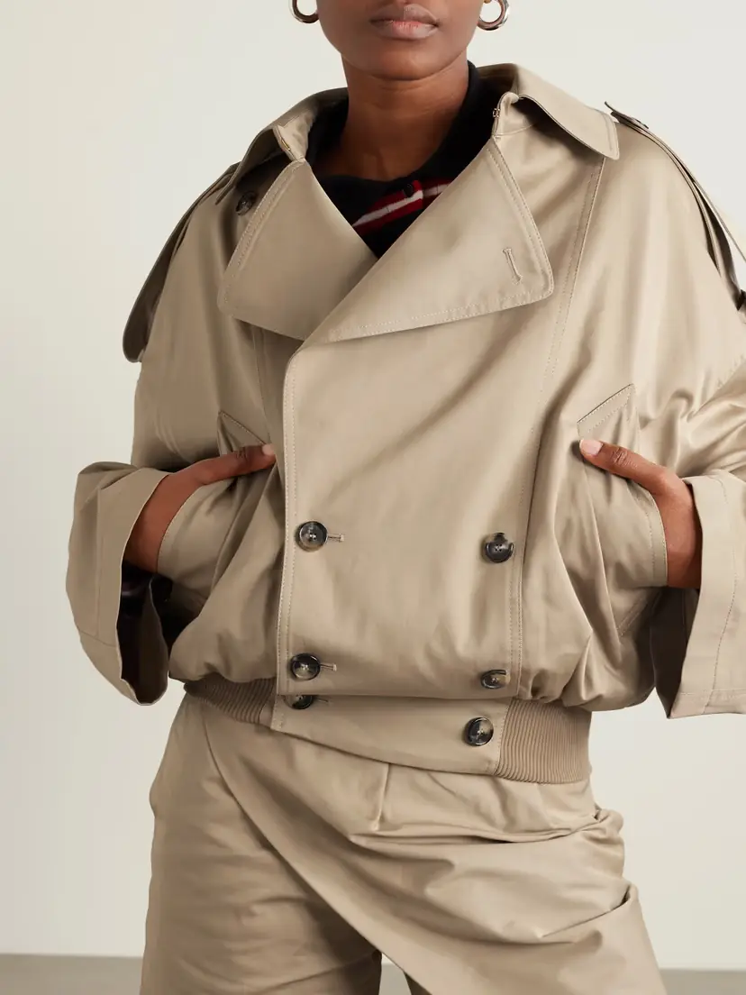 Loewe Cropped Double-breasted Cotton-gabardine Jacket - FR 32 | Thumbnail 3 Loewe Cropped Double-breasted Cotton-gabardine Jacket - FR 32 | Thumbnail 3
