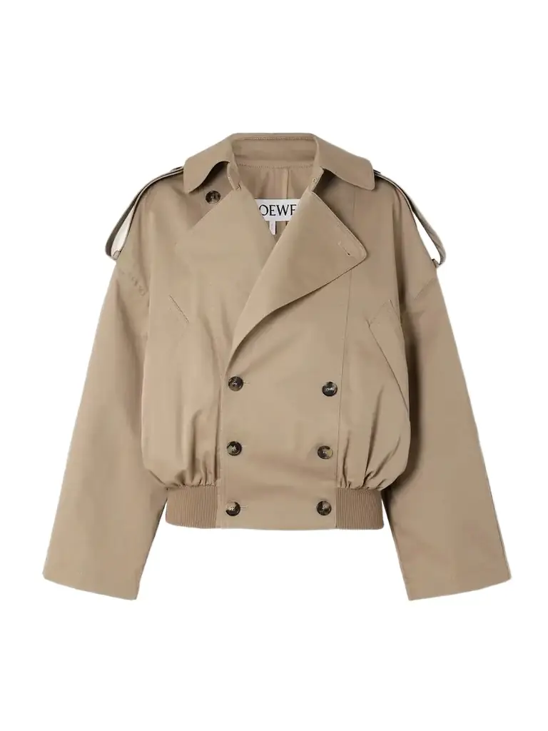 Cropped Double-breasted Cotton-gabardine Jacket - FR 32