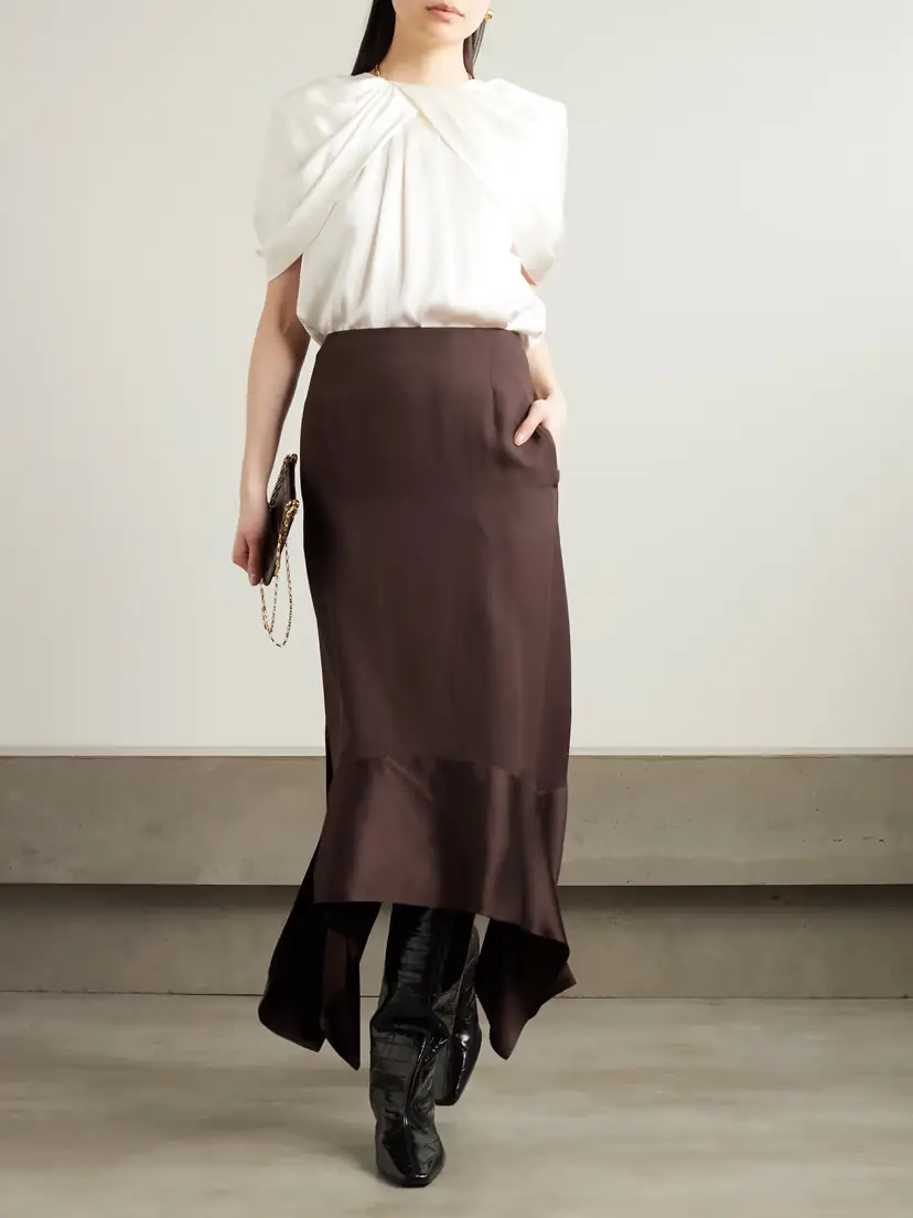 Stella McCartney Asymmetric Cape-effect Draped Satin Blouse | Thumbnail 2 Stella McCartney Asymmetric Cape-effect Draped Satin Blouse | Thumbnail 2