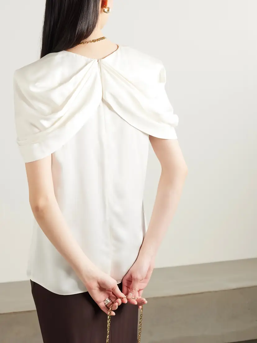 Stella McCartney Asymmetric Cape-effect Draped Satin Blouse | Thumbnail 3 Stella McCartney Asymmetric Cape-effect Draped Satin Blouse | Thumbnail 3