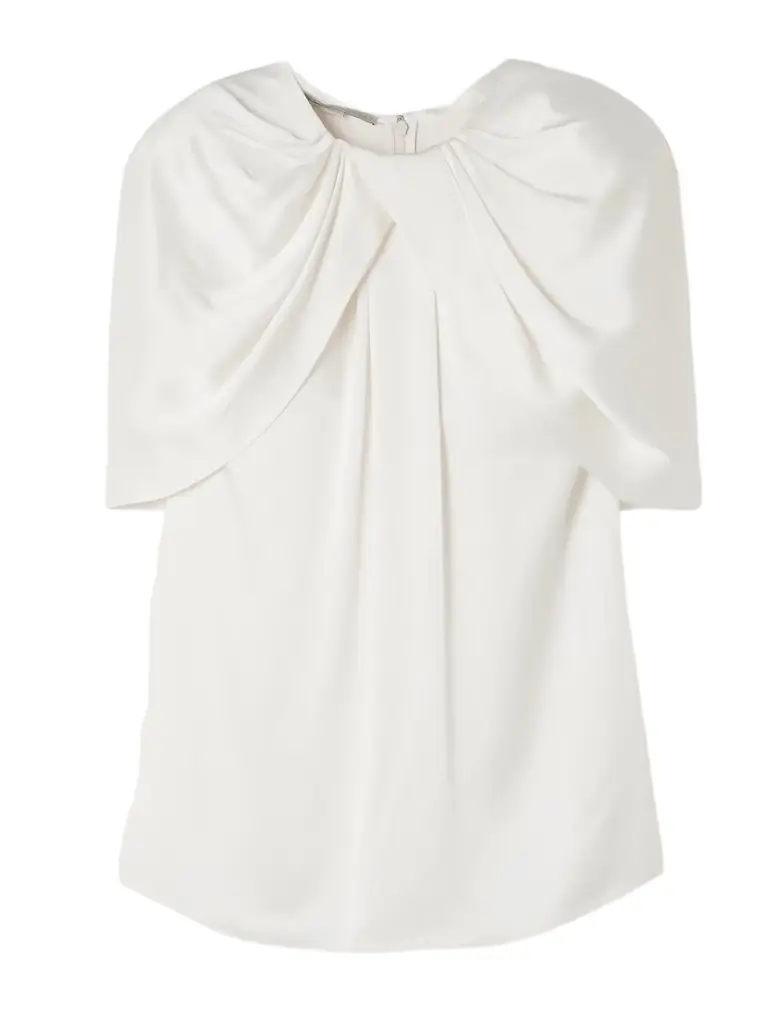 Stella McCartney Asymmetric Cape-effect Draped Satin Blouse | Thumbnail 1 Stella McCartney Asymmetric Cape-effect Draped Satin Blouse | Thumbnail 1