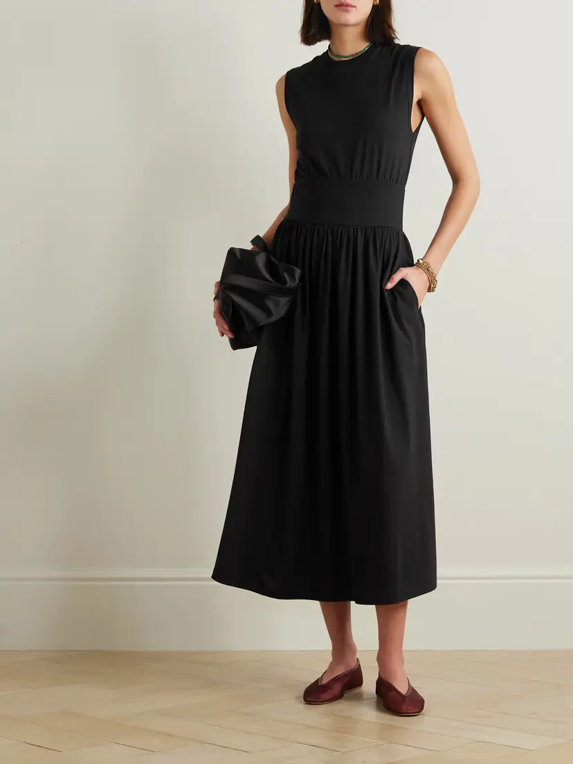 TOTEME Pleated Organic Cotton-jersey Midi Dress | Thumbnail 2 TOTEME Pleated Organic Cotton-jersey Midi Dress | Thumbnail 2