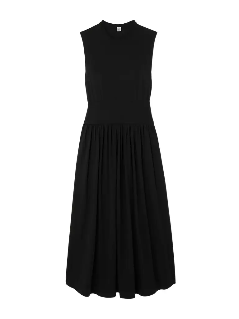 TOTEME Pleated Organic Cotton-jersey Midi Dress | Image 1 TOTEME Pleated Organic Cotton-jersey Midi Dress | Image 1