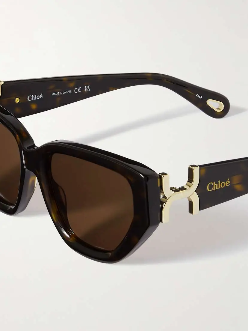 Chloé Cat-eye Tortoiseshell Acetate And Gold-tone Metal Sunglasses | Thumbnail 4 Chloé Cat-eye Tortoiseshell Acetate And Gold-tone Metal Sunglasses | Thumbnail 4