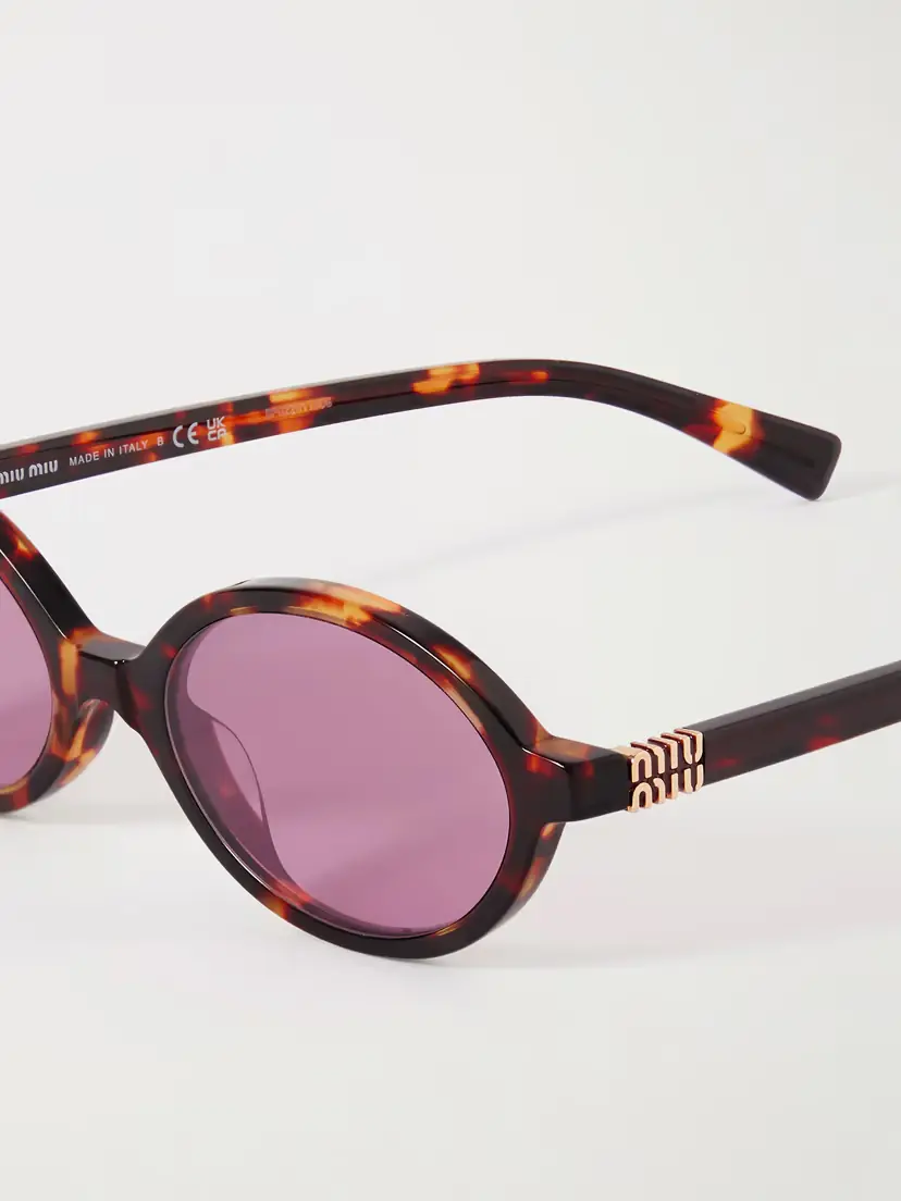Miu Miu Eyewear Oval-frame Tortoiseshell Acetate Sunglasses | Thumbnail 4 Miu Miu Eyewear Oval-frame Tortoiseshell Acetate Sunglasses | Thumbnail 4
