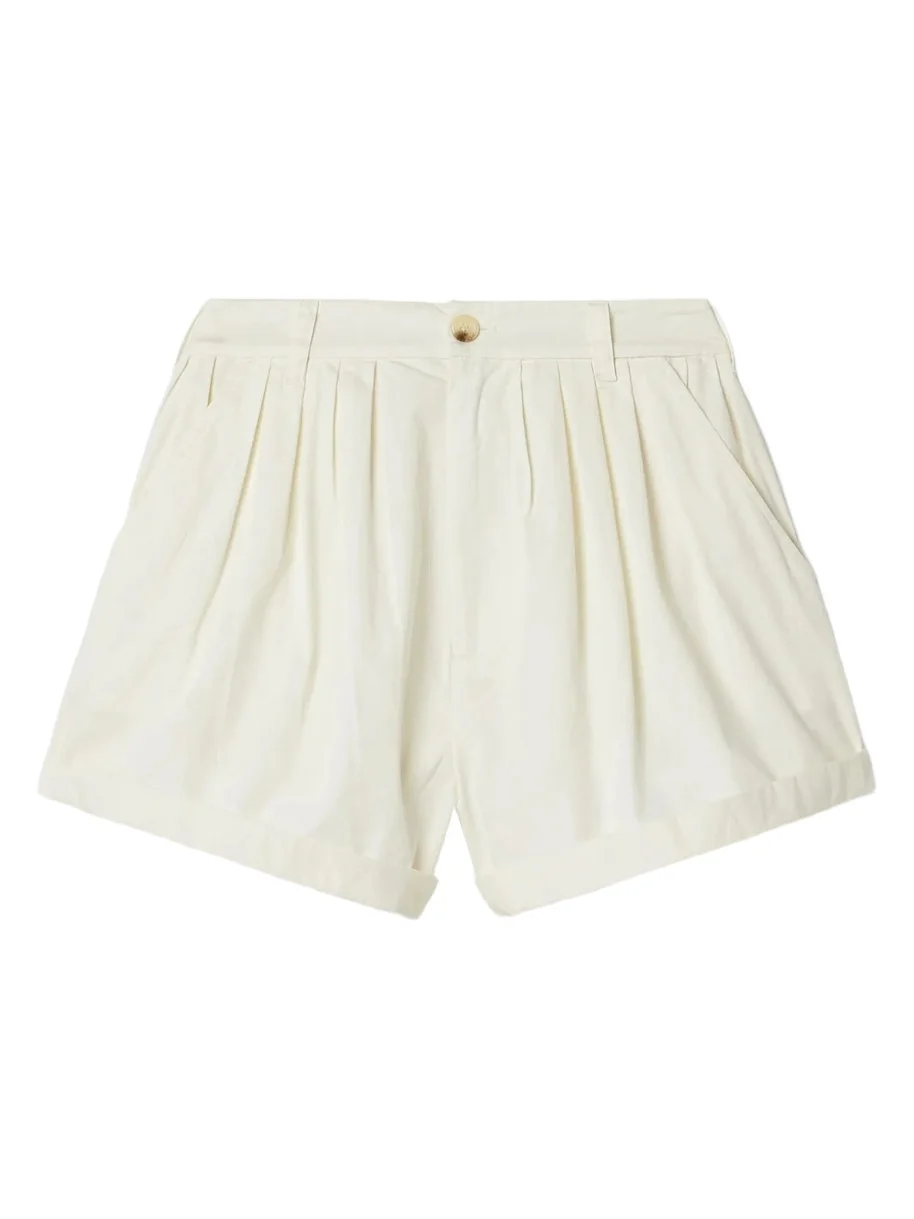 DÔEN Paige Pleated Organic Cotton-poplin Shorts