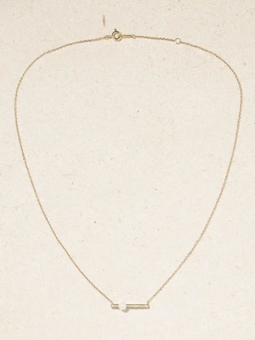 Mizuki 14-karat Gold, Diamond And Pearl Necklace | Thumbnail 4 Mizuki 14-karat Gold, Diamond And Pearl Necklace | Thumbnail 4