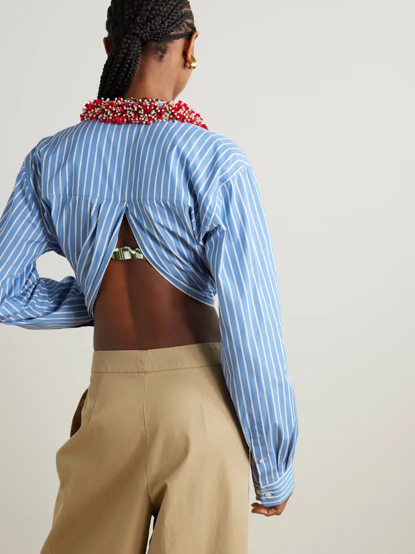 Dries Van Noten Knotted Embellished Striped Cotton-poplin Shirt - FR 34 | Thumbnail 3 Dries Van Noten Knotted Embellished Striped Cotton-poplin Shirt - FR 34 | Thumbnail 3