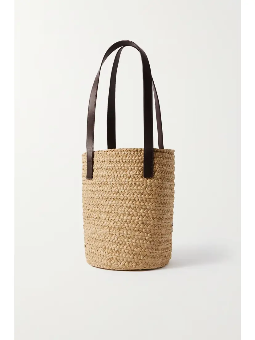 Saint Laurent Panier Small Leather-trimmed Raffia Tote | Thumbnail 3 Saint Laurent Panier Small Leather-trimmed Raffia Tote | Thumbnail 3