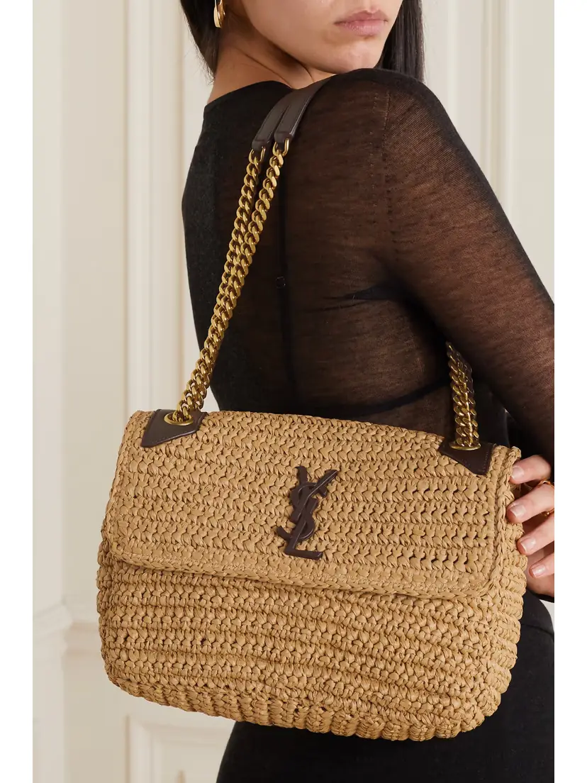 Saint Laurent Niki Medium Leather-trimmed Raffia Shoulder Bag | Thumbnail 2 Saint Laurent Niki Medium Leather-trimmed Raffia Shoulder Bag | Thumbnail 2
