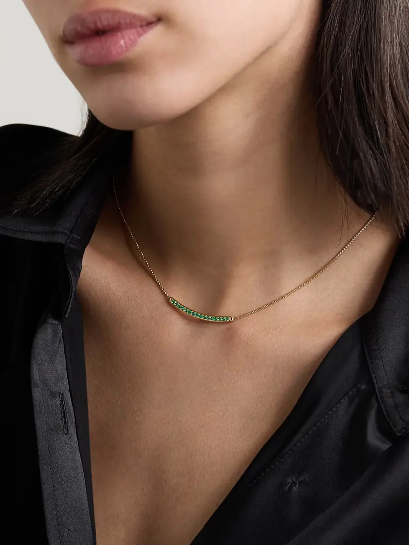 David Yurman Petite Pavé 18-karat Gold Emerald Necklace | Thumbnail 2 David Yurman Petite Pavé 18-karat Gold Emerald Necklace | Thumbnail 2