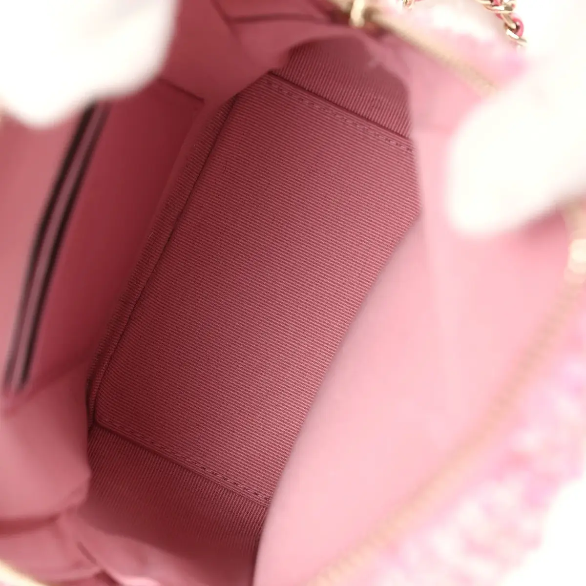Chanel Chanel Mini Phone Holder Backpack with Chain Pink Multicolor Tweed Light Gold Hardware | Thumbnail 11