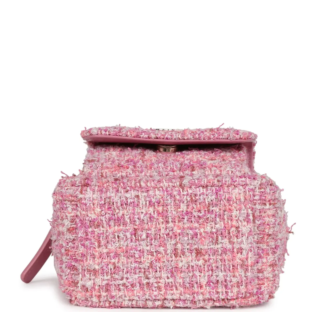 Chanel Chanel Mini Phone Holder Backpack with Chain Pink Multicolor Tweed Light Gold Hardware | Thumbnail 7