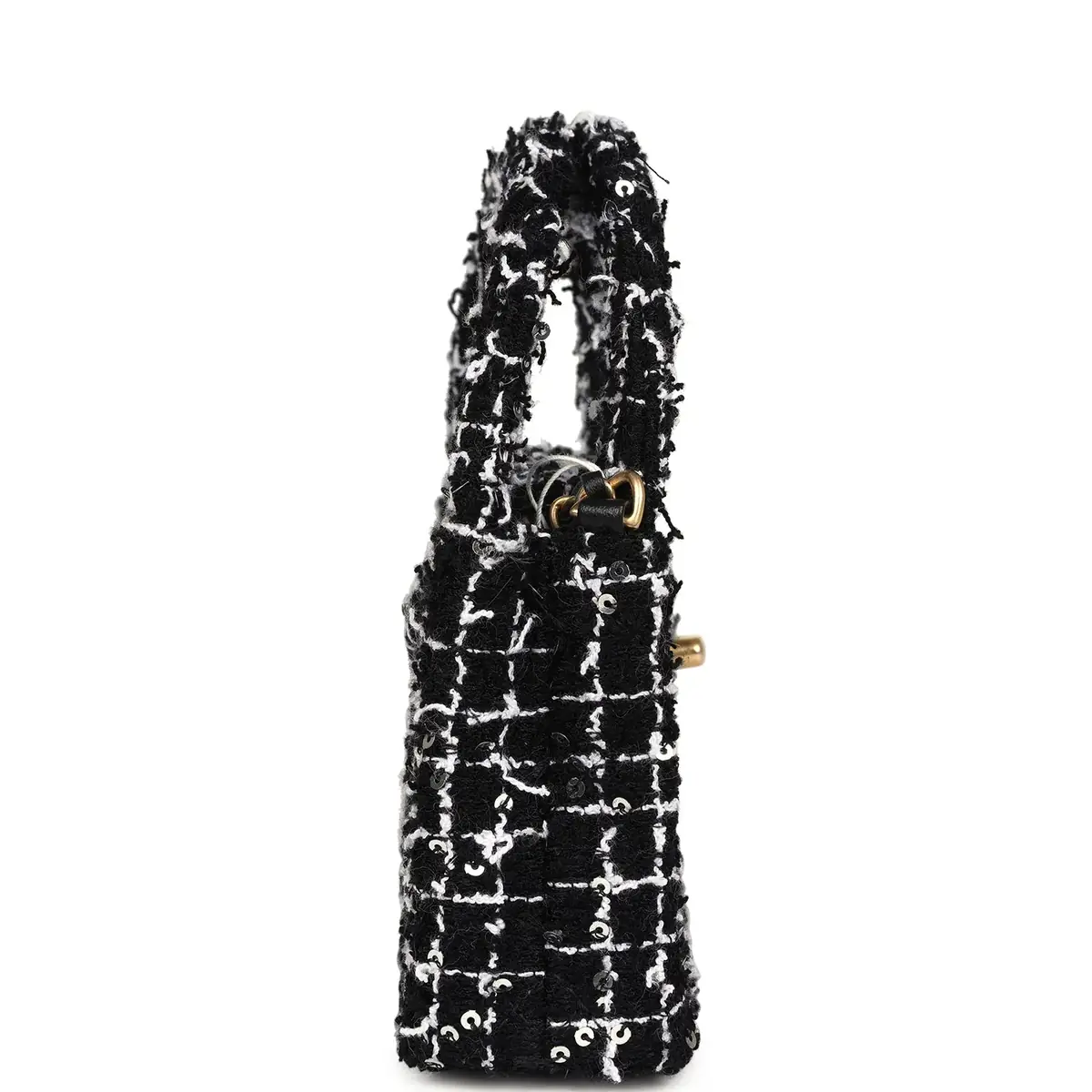 Chanel Chanel Nano Kelly Shopper Black, White & Sequin Tweed Brushed Gold Hardware | Thumbnail 3 Chanel Chanel Nano Kelly Shopper Black, White & Sequin Tweed Brushed Gold Hardware | Thumbnail 3
