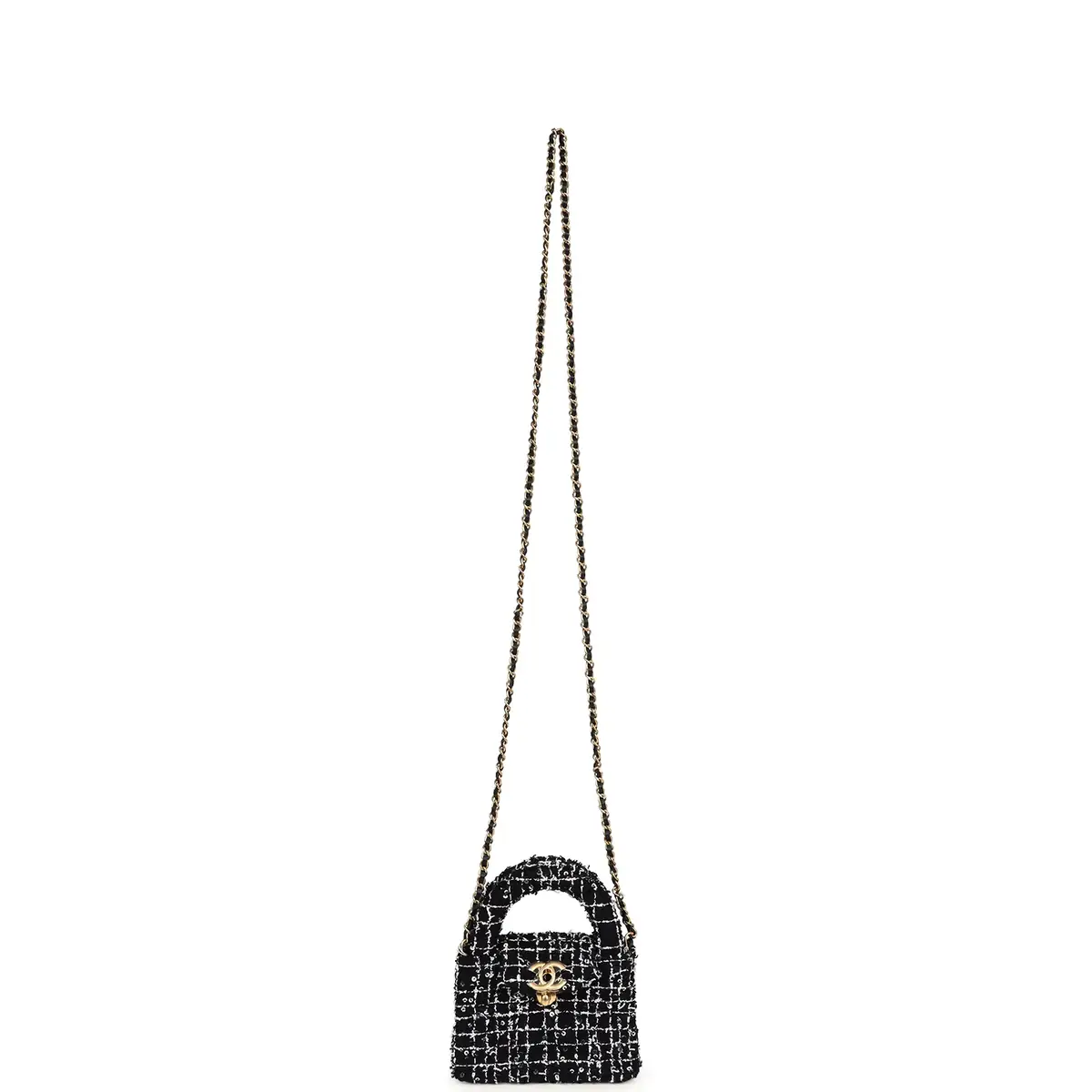 Chanel Chanel Nano Kelly Shopper Black, White & Sequin Tweed Brushed Gold Hardware | Thumbnail 7 Chanel Chanel Nano Kelly Shopper Black, White & Sequin Tweed Brushed Gold Hardware | Thumbnail 7