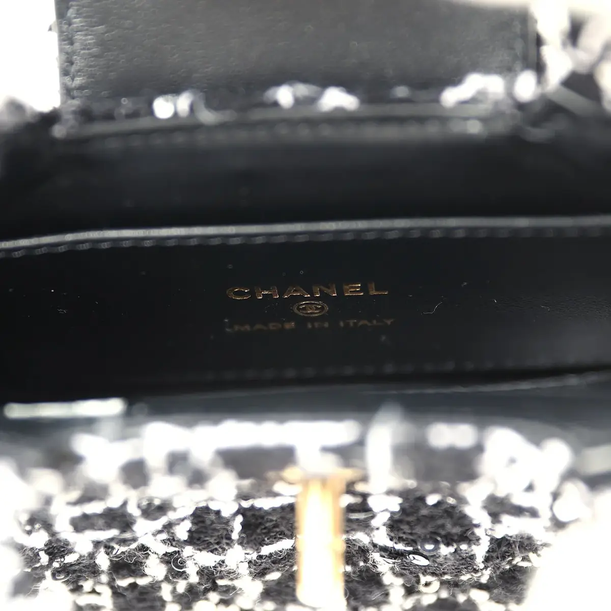 Chanel Chanel Nano Kelly Shopper Black, White & Sequin Tweed Brushed Gold Hardware | Thumbnail 9 Chanel Chanel Nano Kelly Shopper Black, White & Sequin Tweed Brushed Gold Hardware | Thumbnail 9