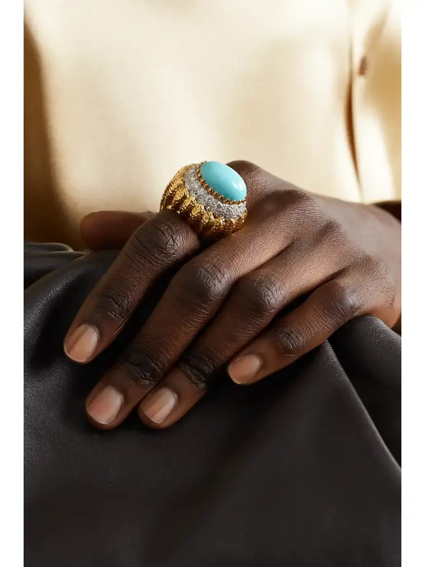 DAVID WEBB Mount Olympus 18-karat Gold, Platinum, Turquoise And Diamond Ring | Thumbnail 2 DAVID WEBB Mount Olympus 18-karat Gold, Platinum, Turquoise And Diamond Ring | Thumbnail 2