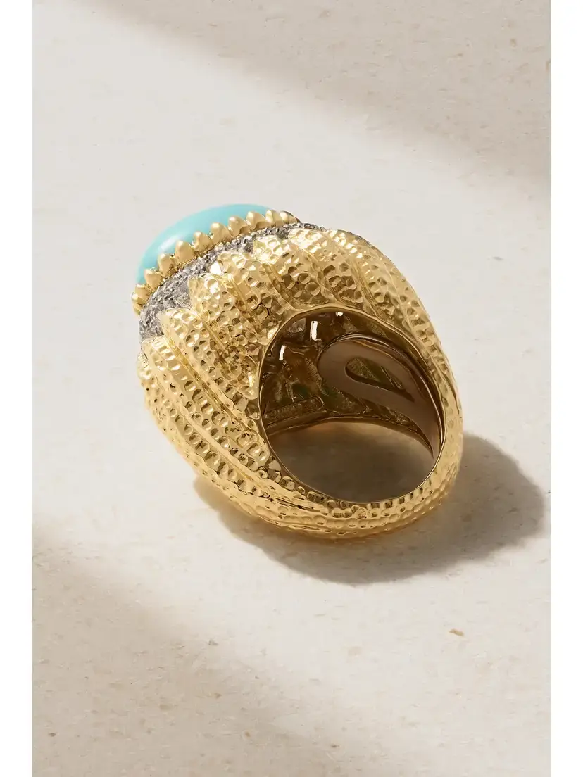 DAVID WEBB Mount Olympus 18-karat Gold, Platinum, Turquoise And Diamond Ring | Thumbnail 3 DAVID WEBB Mount Olympus 18-karat Gold, Platinum, Turquoise And Diamond Ring | Thumbnail 3
