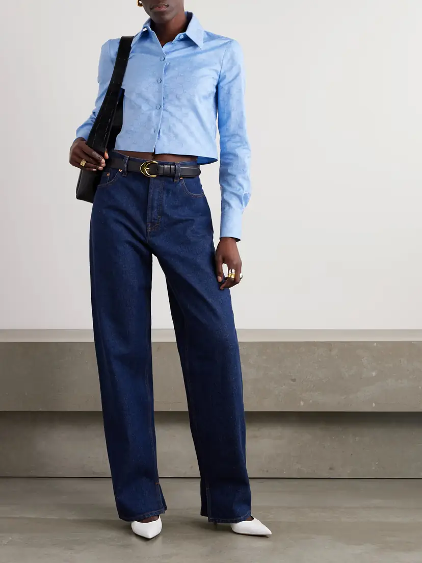 Gucci Cropped Cotton Oxford-jacquard Shirt | Thumbnail 2 Gucci Cropped Cotton Oxford-jacquard Shirt | Thumbnail 2