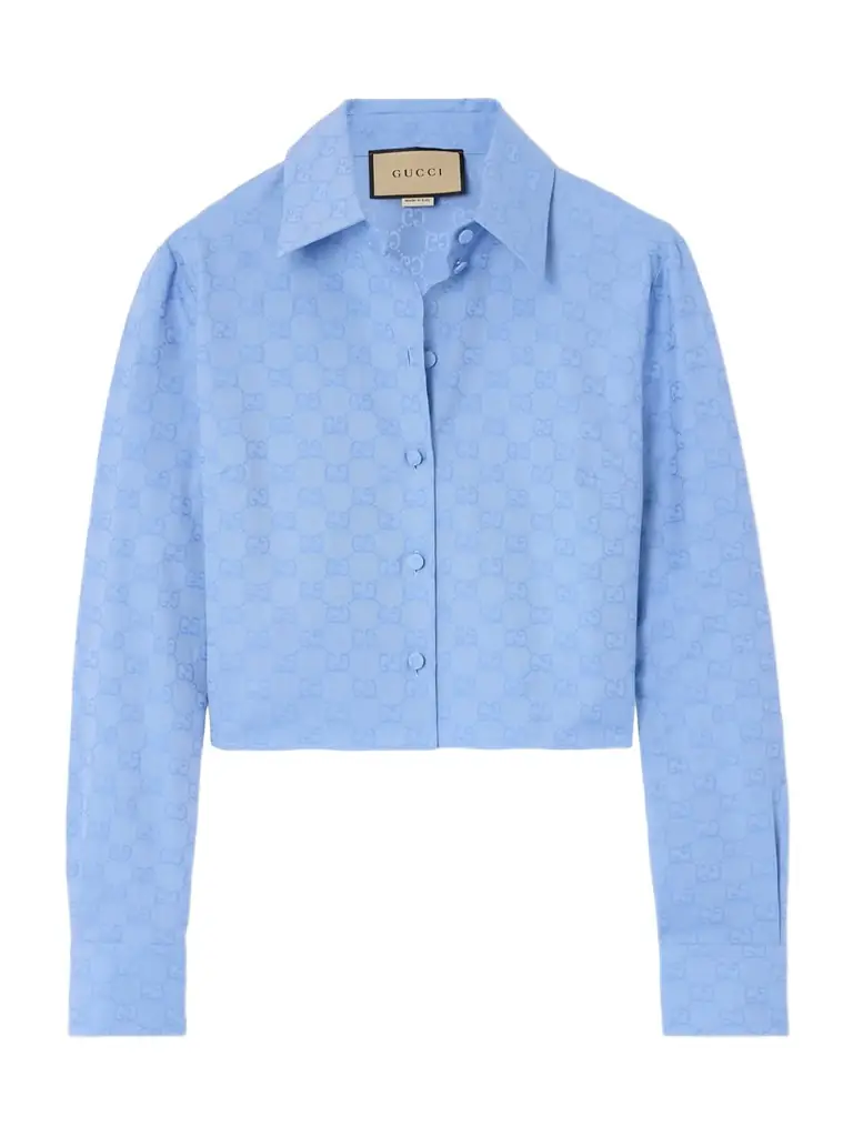 Cropped Cotton Oxford-jacquard Shirt