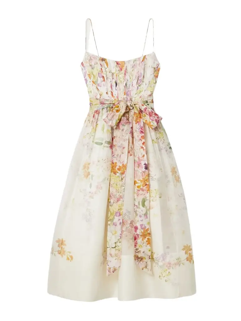 Zimmermann Natura Belted Floral-print Linen And Silk-blend Midi Dress | Thumbnail 1 Zimmermann Natura Belted Floral-print Linen And Silk-blend Midi Dress | Thumbnail 1