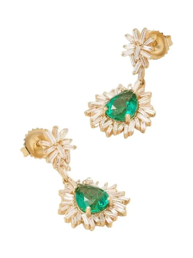 18-karat Gold, Emerald And Diamond Earrings 18-karat Gold, Emerald And Diamond Earrings