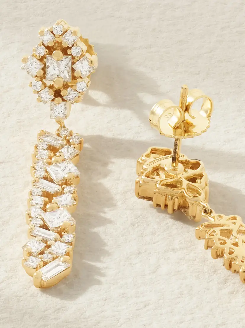 Suzanne Kalan La Fantasie 18-karat Gold Diamond Earrings | Thumbnail 3
