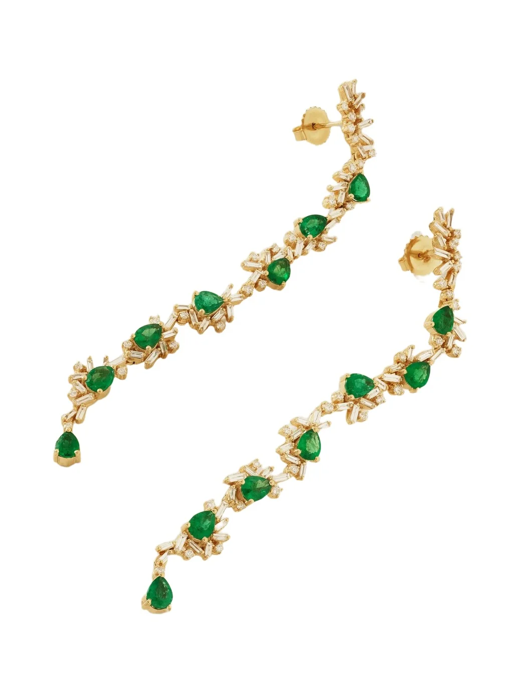 18-karat Gold, Diamond And Emerald Earrings