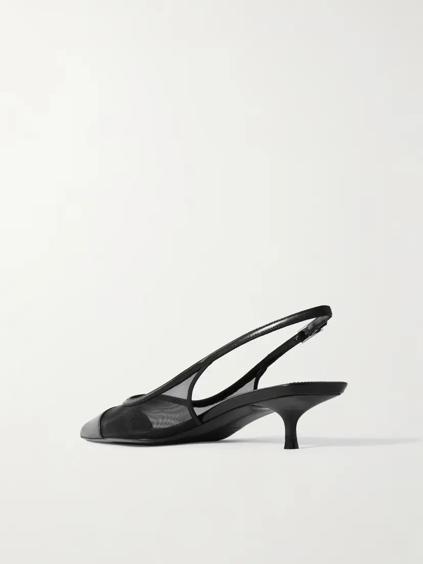 Saint Laurent Oxalis Leather-trimmed Mesh Slingback Pumps | Thumbnail 3 Saint Laurent Oxalis Leather-trimmed Mesh Slingback Pumps | Thumbnail 3