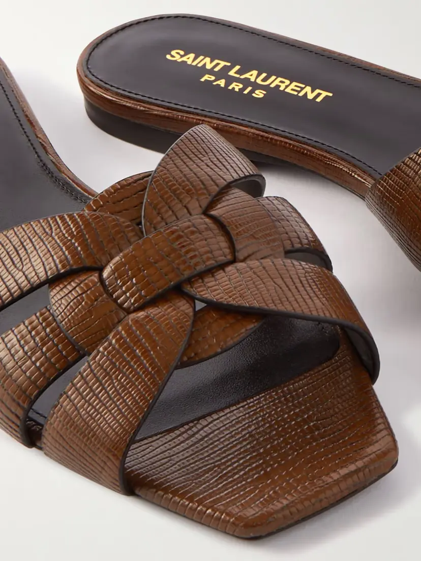 Saint Laurent Tribute Lizard-effect Leather Slides | Thumbnail 4 Saint Laurent Tribute Lizard-effect Leather Slides | Thumbnail 4