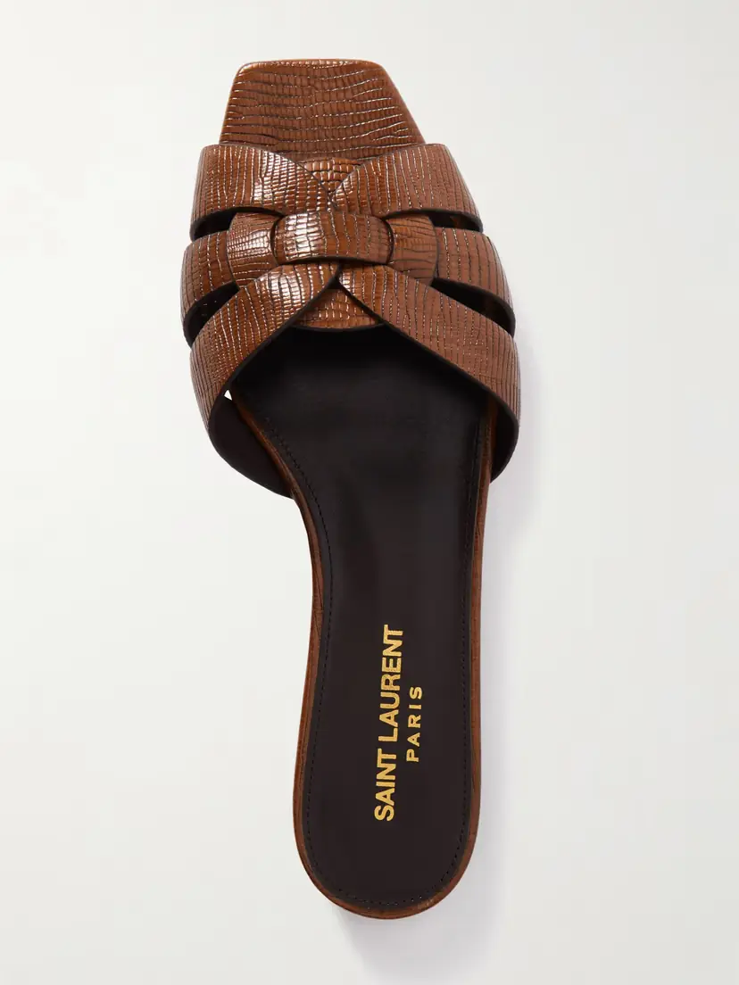 Saint Laurent Tribute Lizard-effect Leather Slides | Thumbnail 5 Saint Laurent Tribute Lizard-effect Leather Slides | Thumbnail 5
