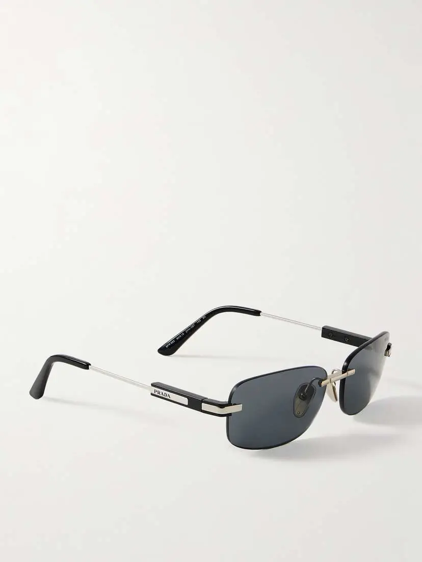 PRADA EYEWEAR Rimless Rectangle-frame Silver And Gold-tone And Acetate Sunglasses | Thumbnail 3 PRADA EYEWEAR Rimless Rectangle-frame Silver And Gold-tone And Acetate Sunglasses | Thumbnail 3