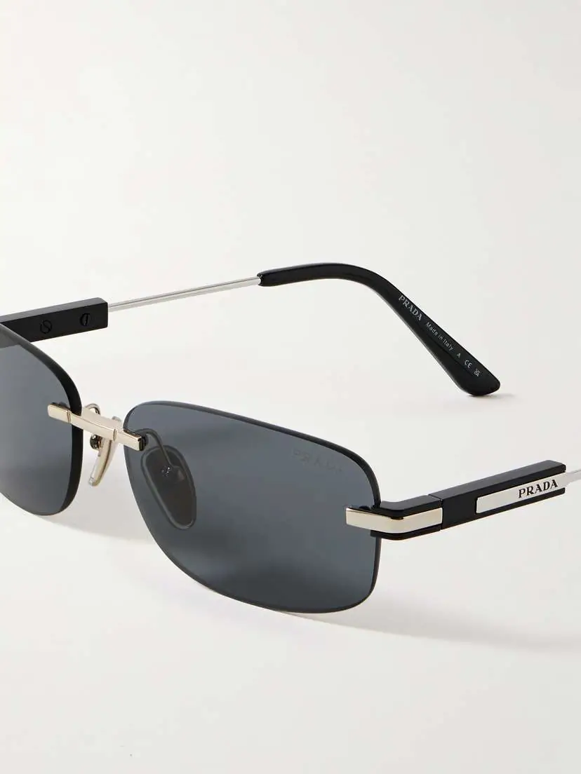 PRADA EYEWEAR Rimless Rectangle-frame Silver And Gold-tone And Acetate Sunglasses | Thumbnail 4 PRADA EYEWEAR Rimless Rectangle-frame Silver And Gold-tone And Acetate Sunglasses | Thumbnail 4