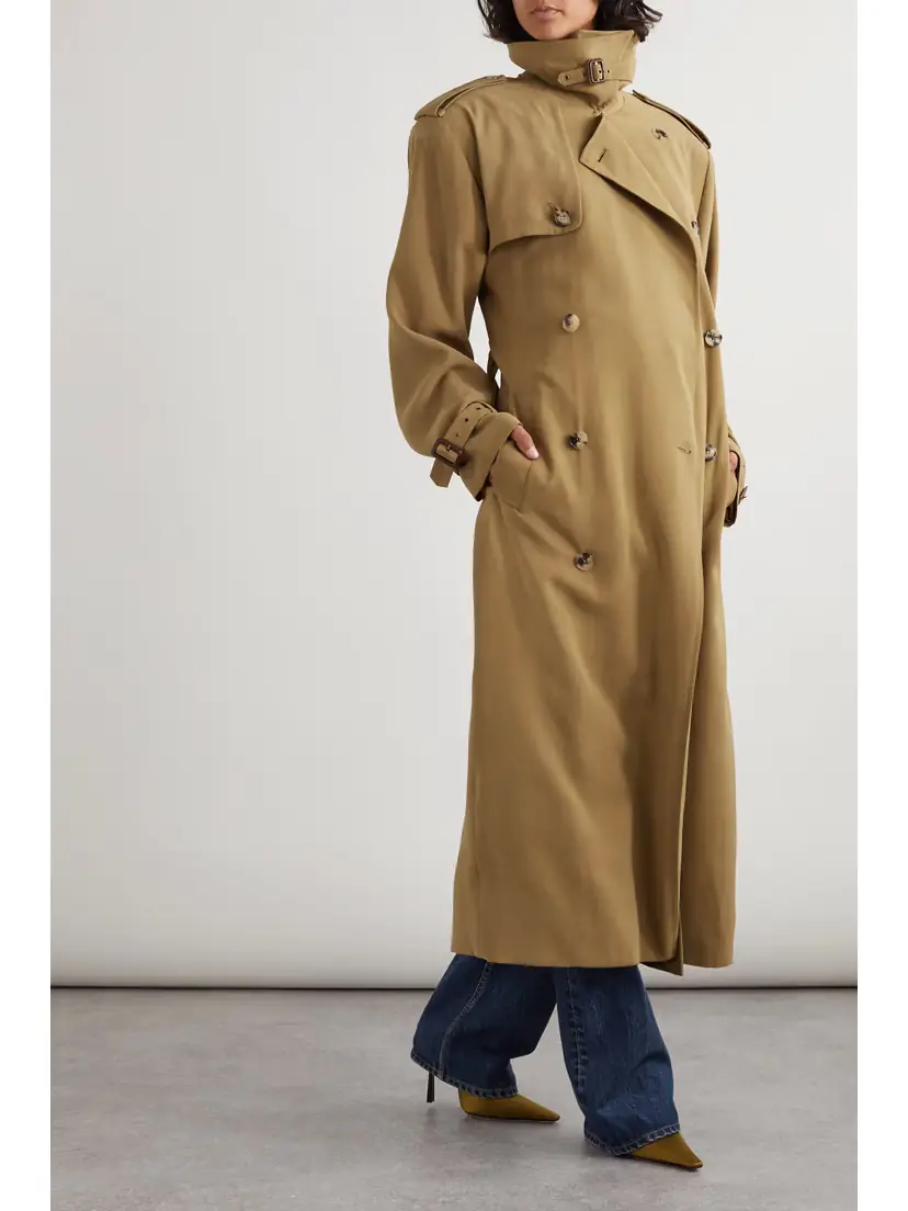 Saint Laurent Double-breasted Belted Twill Trench Coat | Thumbnail 2 Saint Laurent Double-breasted Belted Twill Trench Coat | Thumbnail 2