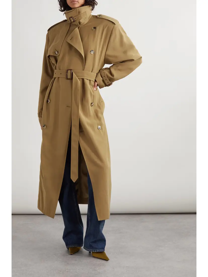 Saint Laurent Double-breasted Belted Twill Trench Coat | Thumbnail 3 Saint Laurent Double-breasted Belted Twill Trench Coat | Thumbnail 3