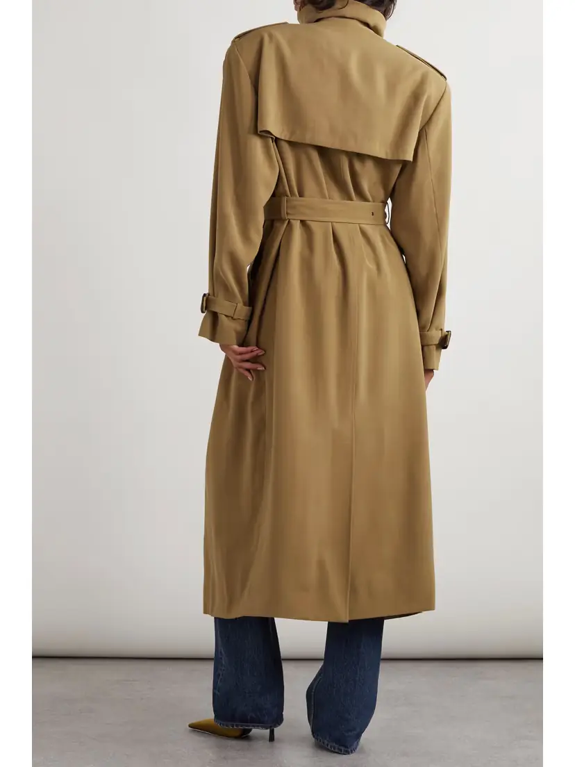 Saint Laurent Double-breasted Belted Twill Trench Coat | Thumbnail 4 Saint Laurent Double-breasted Belted Twill Trench Coat | Thumbnail 4