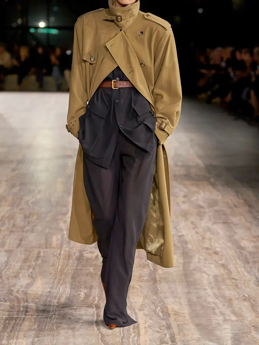 Saint Laurent Double-breasted Belted Twill Trench Coat | Thumbnail 5 Saint Laurent Double-breasted Belted Twill Trench Coat | Thumbnail 5