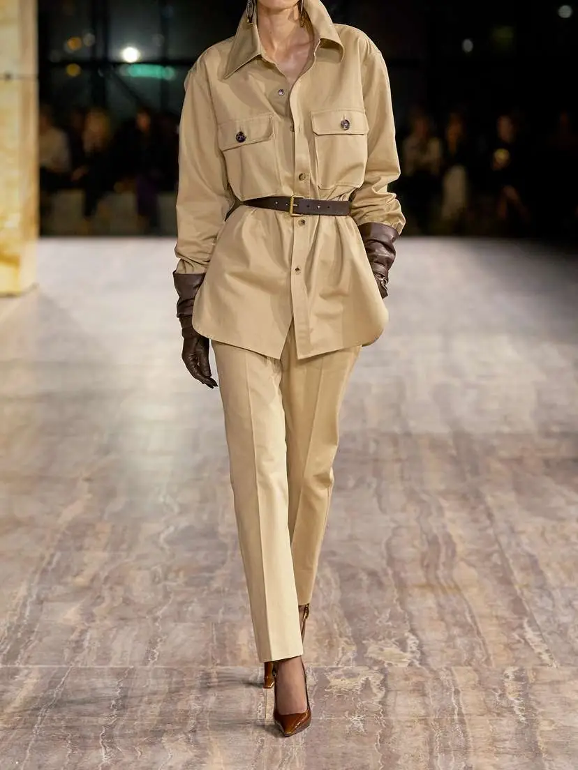 Saint Laurent Belted Cotton-twill Shirt | Thumbnail 4 Saint Laurent Belted Cotton-twill Shirt | Thumbnail 4