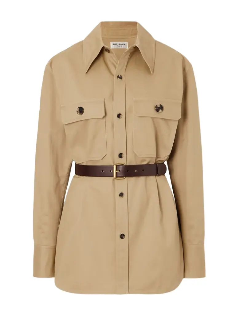 Belted Cotton-twill Shirt