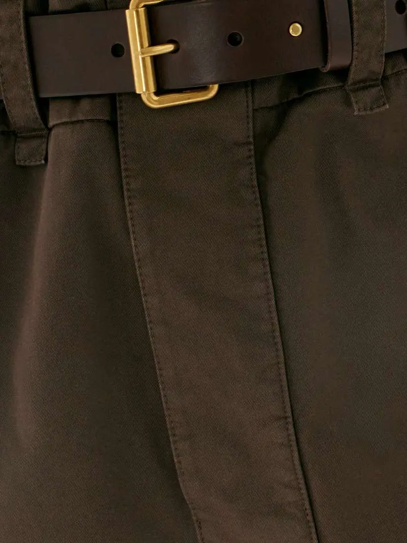 Saint Laurent Belted Leather-trimmed Denim Midi Skirt | Thumbnail 5