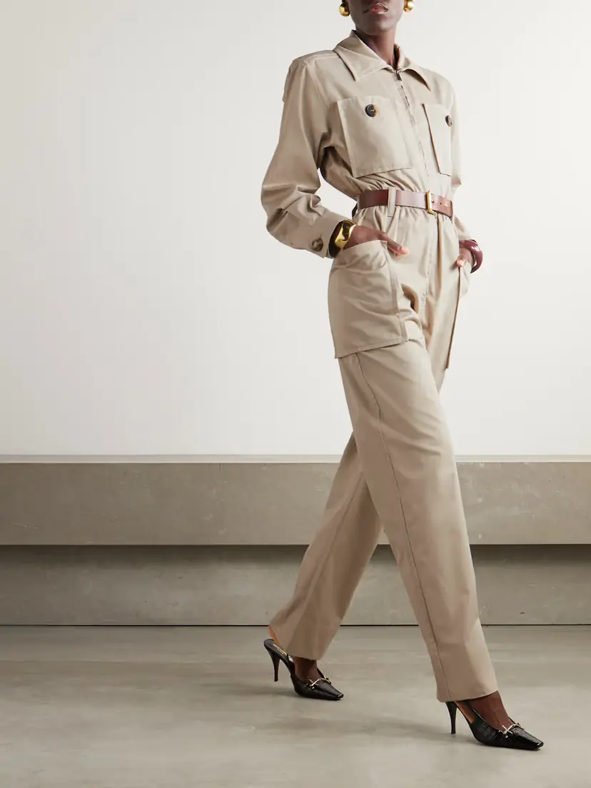 Saint Laurent Belted Cotton-twill Jumpsuit | Thumbnail 2 Saint Laurent Belted Cotton-twill Jumpsuit | Thumbnail 2