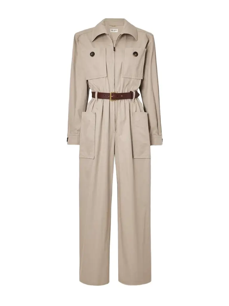 Belted Cotton-twill Jumpsuit