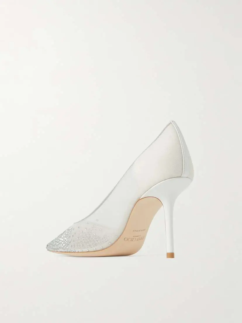 Jimmy Choo Love 85 Leather-trimmed Crystal-embellished Mesh Pumps | Thumbnail 3