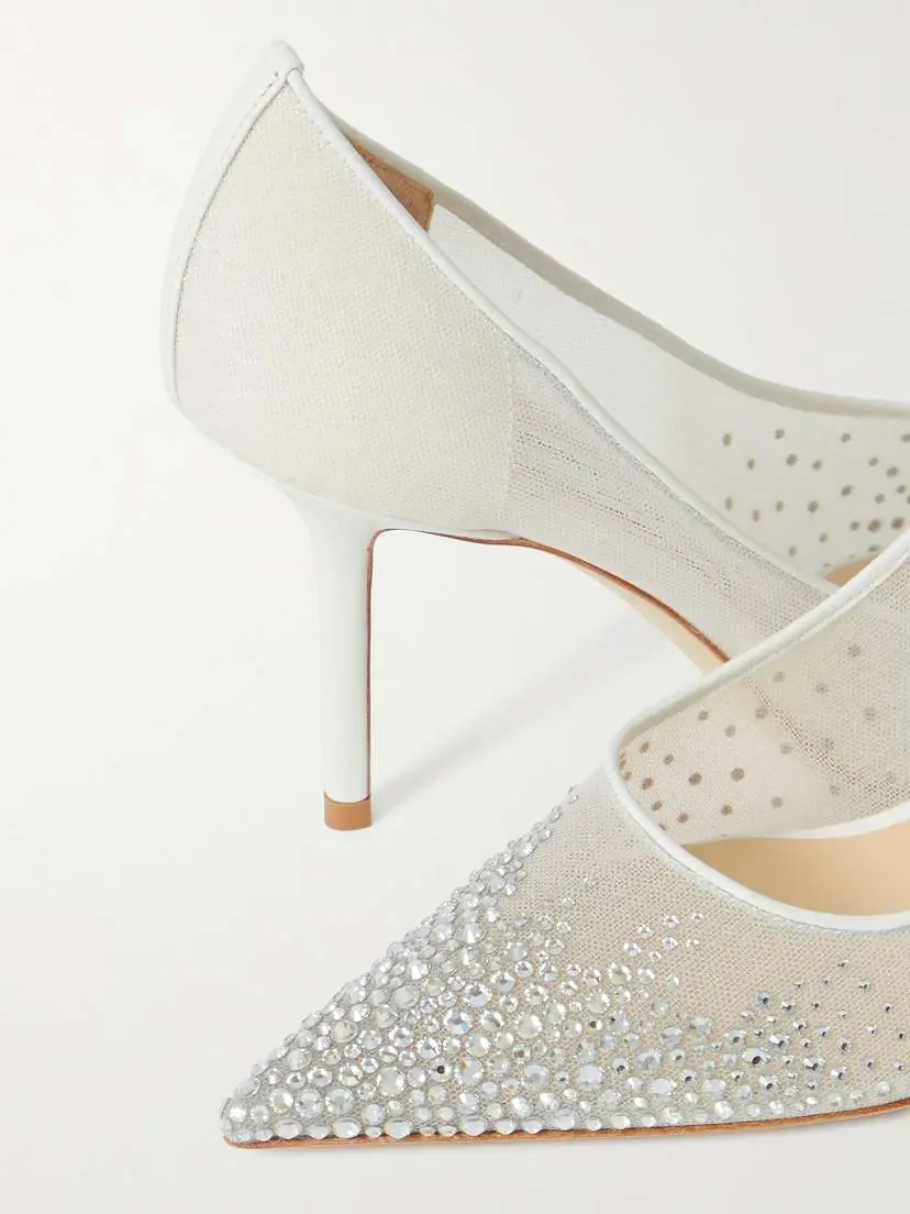 Jimmy Choo Love 85 Leather-trimmed Crystal-embellished Mesh Pumps | Thumbnail 4