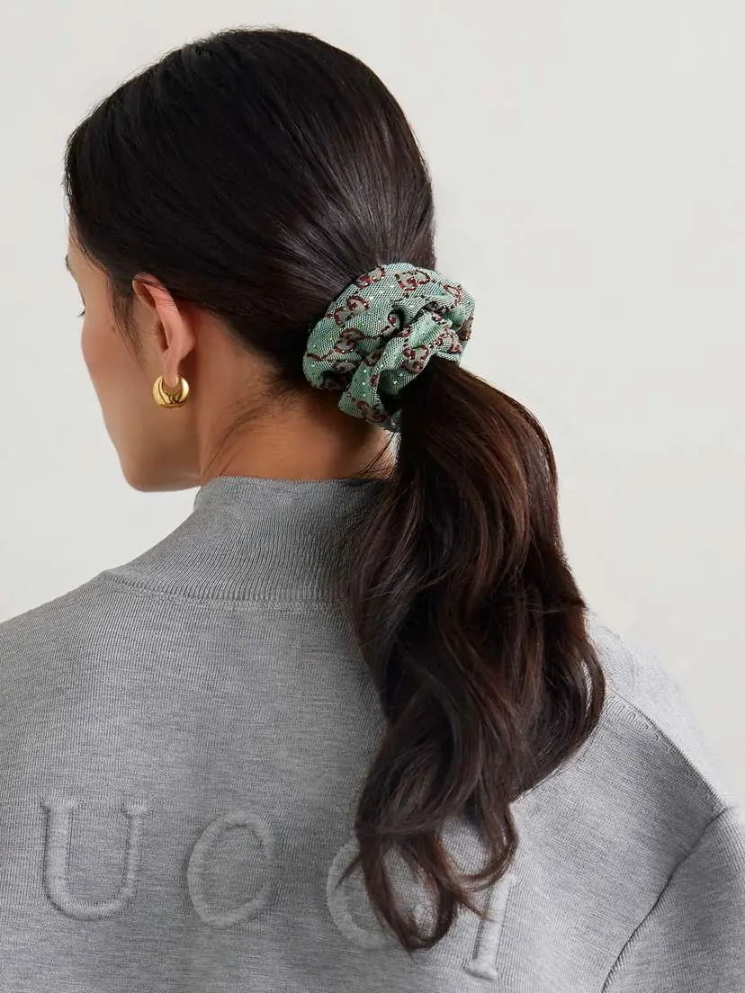 Gucci Crystal-embellished Canvas-jacquard Scrunchie | Thumbnail 2